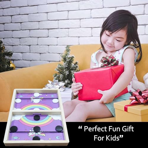 VGRASSP Fastest Finger Wooden Board Game for Kids & Adults - String Hockey Sling Puck Birthday Gift for Family Entertainment - Made with Pine Wood Structure (14 Inch Random Design) - Image 4