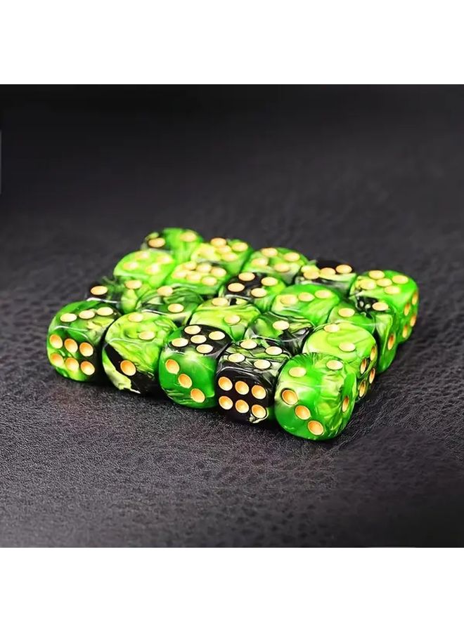 20 قطعة من النرد ثنائي اللون بالأخضر والأسود بحجم D6 لألعاب لعب الأدوار والتعليم الرياضي - Image 1