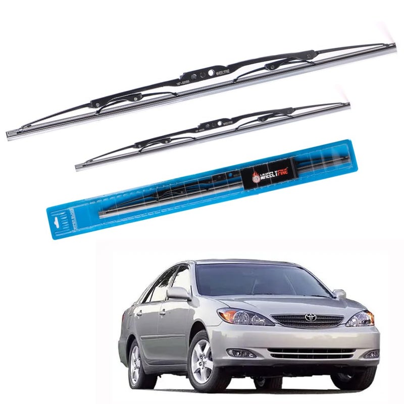 Wheelyfine Car Wiper Blades | Metal Frame | Water Repellent Windshield Wipers | Blade Refills (Toyota Camry (V3) (2002-2009) Dr 24"/Pa 19") - Image 1