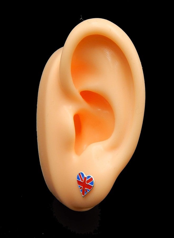 آيسروز أقراط مرصعة بعلم إنجلترا الصغير على شكل قلب من الفضة الإسترليني عيار 925 (رقم الموديل: 13274) - Image 3