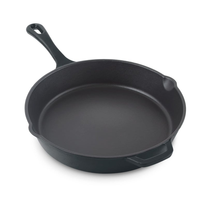 DASH Zakarian 11 Nonstick Cast Iron Skillet with Pour Spouts for Searing Baking Grilling Roasting and More  Black