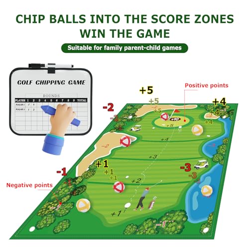 90Go Double-Sided Chipping & Dart Game Mat Set with Golf Club, 20 Sticky Balls, 6Ft x 5Ft Supersize Game Training Mat, Ideal Indoor & Outdoor Gifts for Adults, Family, and Kids Play - Image 4