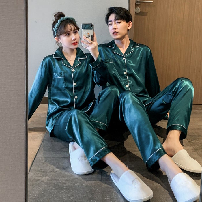 Packed Long-Sleeved Trousers Summer Thin Plus Size Fat Code Ice Silk Couple Pajamas High-End Home Clothes - Image 4
