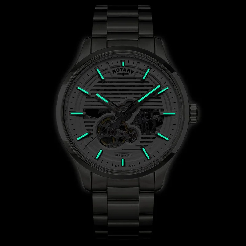 Rotary  Rotary Men's Greenwich Skeleton Automatic 100M Water Resistance Stainless Steel Bracelet Watch - RGB10073/01 for Men | Best Price UAE