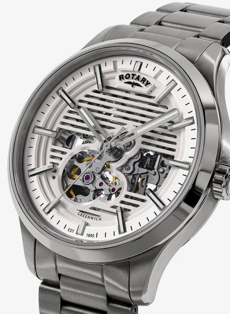 Rotary Rotary Men's Greenwich Skeleton Automatic 100M Water Resistance Stainless Steel Bracelet Watch - RGB10073/01