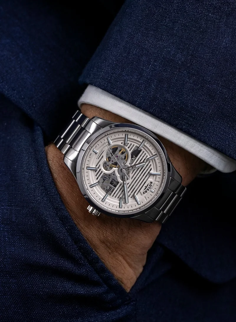 Rotary  Men's Greenwich GT1 Skeleton Automatic Watch, 42 mm, White Dial, Stainless Steel Bracelet for Men | Best Price UAE