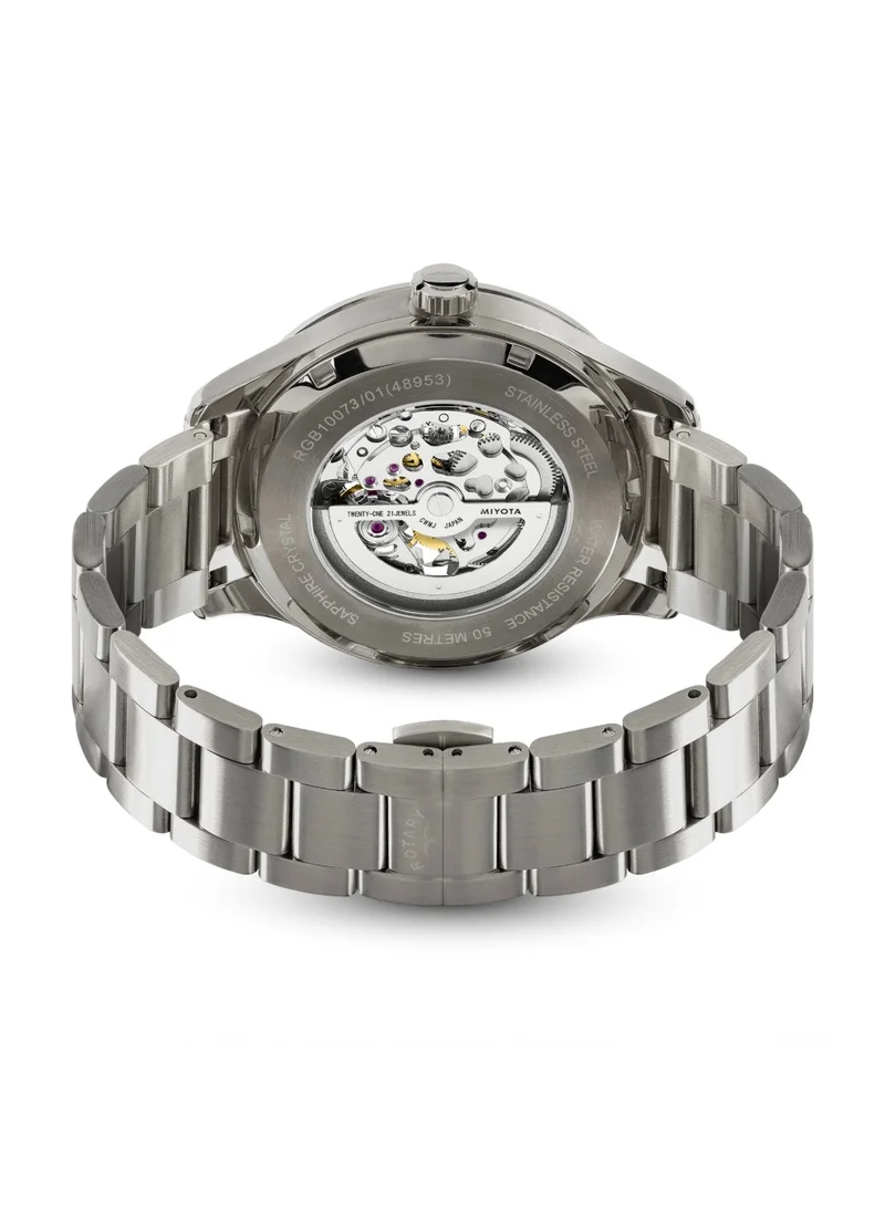 Rotary  Men's Greenwich GT1 Skeleton Automatic Watch, 42 mm, White Dial, Stainless Steel Bracelet for Men | Best Price UAE