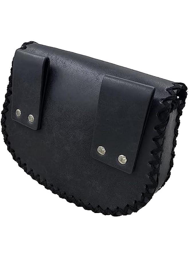 Viking Embossed Belt Bag, Vintage Medieval Faux Leather Side Pack, Middle Ages Portable Belt Pouch For LARP Ren Faire (Black A)  - Image 3