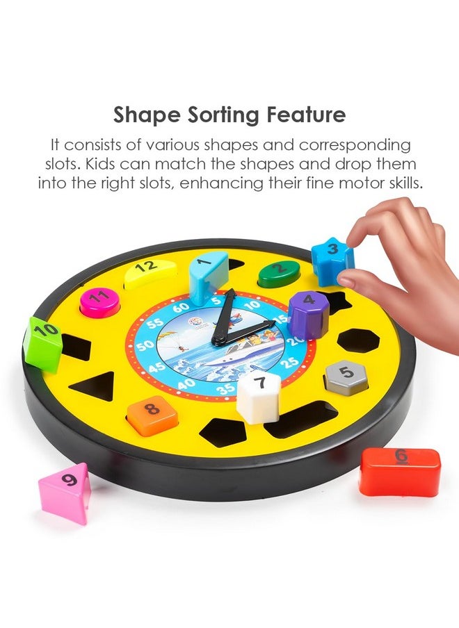 RATNA'S Ratna's Shape Sorter Clock 2in1 Educational Clock Learning Toy Along with Shapes, Numbers & Colors Teaching Time Montessori Toys for Toddlers & Kids 3+ Years (Assorted Colours)  - Image 4