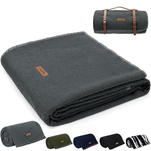 Molithe 100% Wool Blanket, 62" x 86", Warm, Thick, Washable, Military Wool Blanket, Great for Camping, Outdoors, Sporting Events, Survival Kits - Image 1