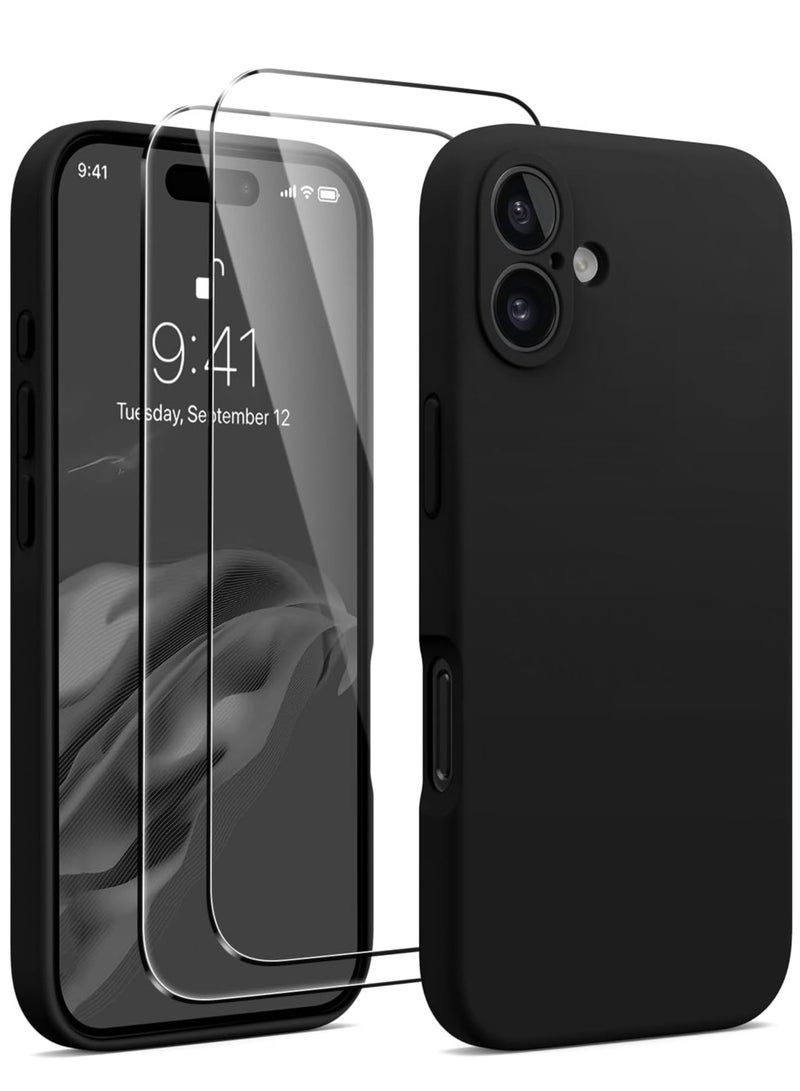 ELTRAZONE Black Silicone Case for iPhone 16 Plus [Camera Protection], MagSafe Compatible, Anti-Scratch Microfiber Lining, Includes 2 Screen Protectors - Image 1