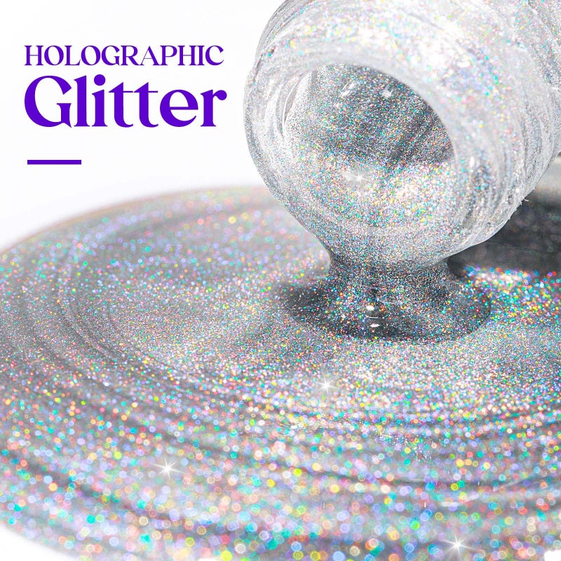 MIZHSE طلاء أظافر مزيه holographic، طلاء أظافر لامع فضي يجف بسرعة، 15 مل 0.5 أونصة سائلة، صبغة أظافر لامعة عالية اللمعان، طلاء أظافر لامع بالليزر، طلاء أظافر كروم هالو، فن أظافر، صالون تجميل الأظافر في المنزل - Image 2