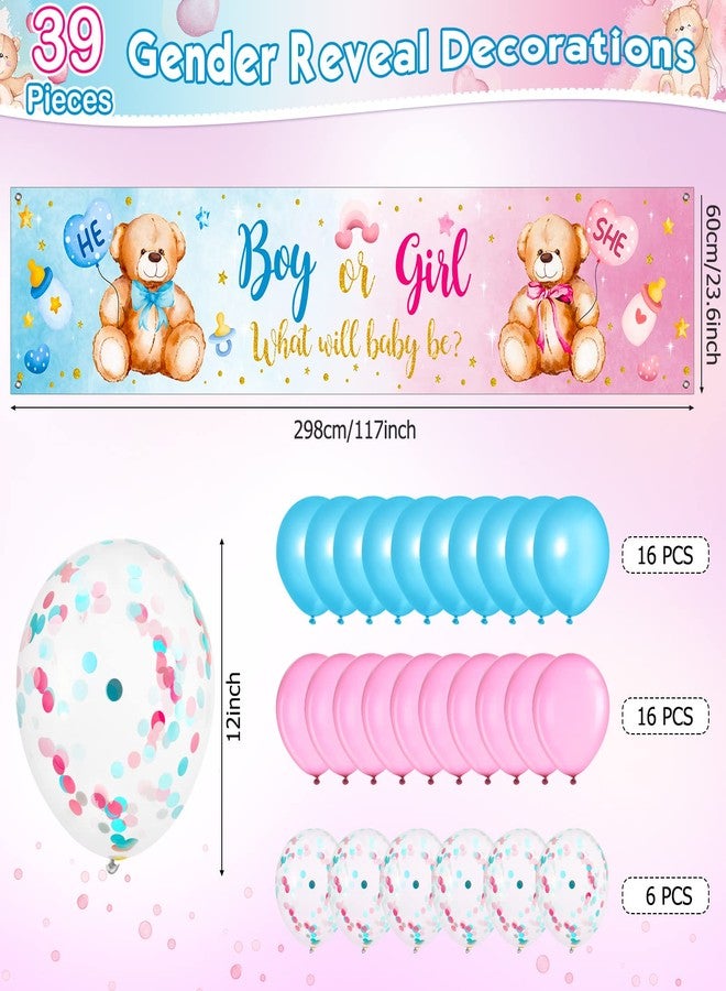Charnoel 39 Pieces Gender Reveal Banner and Balloon Set Gender Reveal Party Decorations Boy or Girl Yard Sign Banner with Blue and Pink Balloons Party Decoration for Baby Shower - Image 2