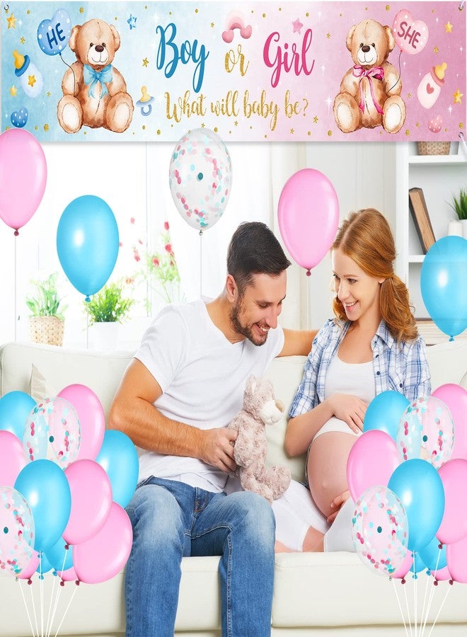 Charnoel 39 Pieces Gender Reveal Banner and Balloon Set Gender Reveal Party Decorations Boy or Girl Yard Sign Banner with Blue and Pink Balloons Party Decoration for Baby Shower - Image 4