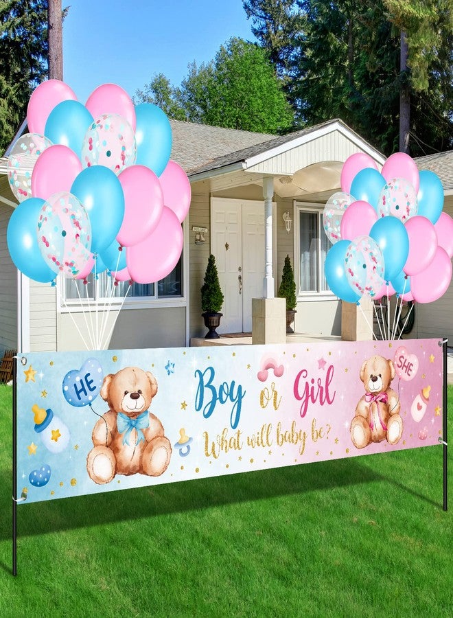 Charnoel 39 Pieces Gender Reveal Banner and Balloon Set Gender Reveal Party Decorations Boy or Girl Yard Sign Banner with Blue and Pink Balloons Party Decoration for Baby Shower - Image 1