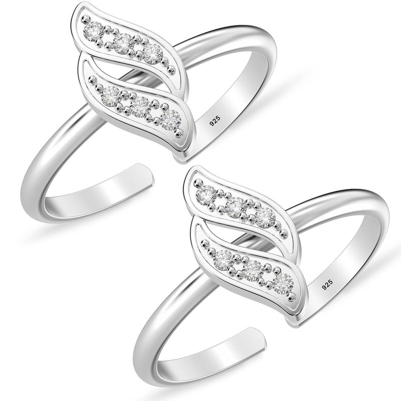 LeCalla 925 Sterling Silver CZ Toe Rings for Women | BIS Hallmarked Cubic Zirconia Classic Fancy Toe Ring | Elegant and Comfortable Toering jewelry Gift - Image 1