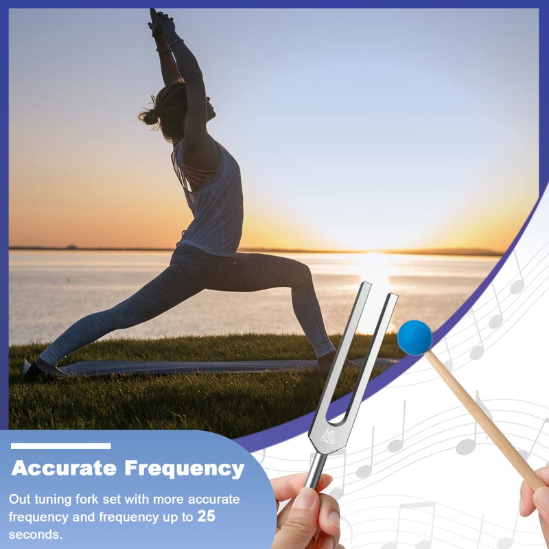 Tenfly 528 Hz Tuning Fork for Healing, DNA Repair, Reliever Stress and Perfect Healing Musical Instrument, with Blue Silicone Hammer - Image 3