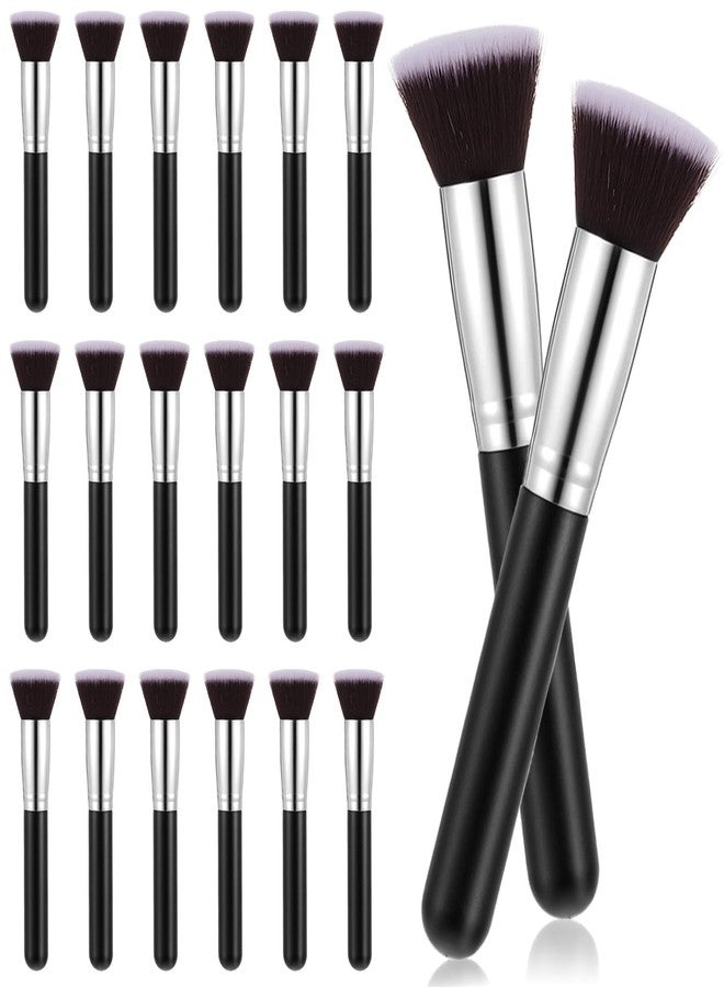 مجموعة فرش مكياج مكونة من 20 قطعة، فرشاة كريم أساس مسطحة، كريم أساس سائل، بودرة أساس، كونتور، أحمر خدود، مجموعة مكياج لدمج ظلال العيون، مناسبة لفناني مكياج حفلات الزفاف (أسود) - Image 1