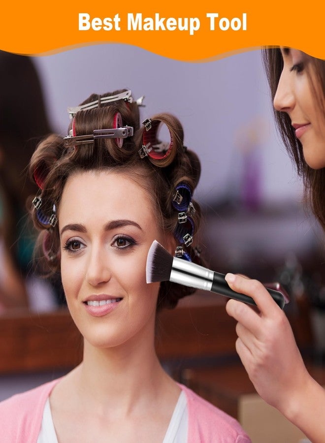 مجموعة فرش مكياج مكونة من 20 قطعة، فرشاة كريم أساس مسطحة، كريم أساس سائل، بودرة أساس، كونتور، أحمر خدود، مجموعة مكياج لدمج ظلال العيون، مناسبة لفناني مكياج حفلات الزفاف (أسود) - Image 3