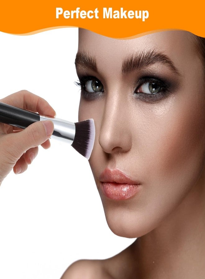 مجموعة فرش مكياج مكونة من 20 قطعة، فرشاة كريم أساس مسطحة، كريم أساس سائل، بودرة أساس، كونتور، أحمر خدود، مجموعة مكياج لدمج ظلال العيون، مناسبة لفناني مكياج حفلات الزفاف (أسود) - Image 5