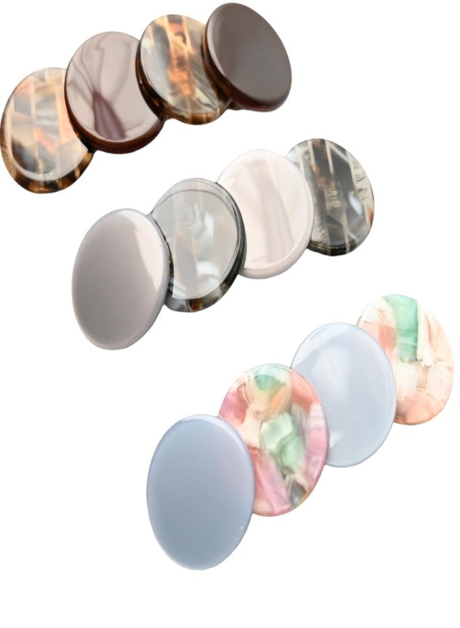 Prettyou French Barrettes，Acetate Hair Clips for Women Side Clips for Thin Hair，bang clip，pack of 3， (coffee，blue，grey, 2.56‘’*0.7‘’) - Image 1