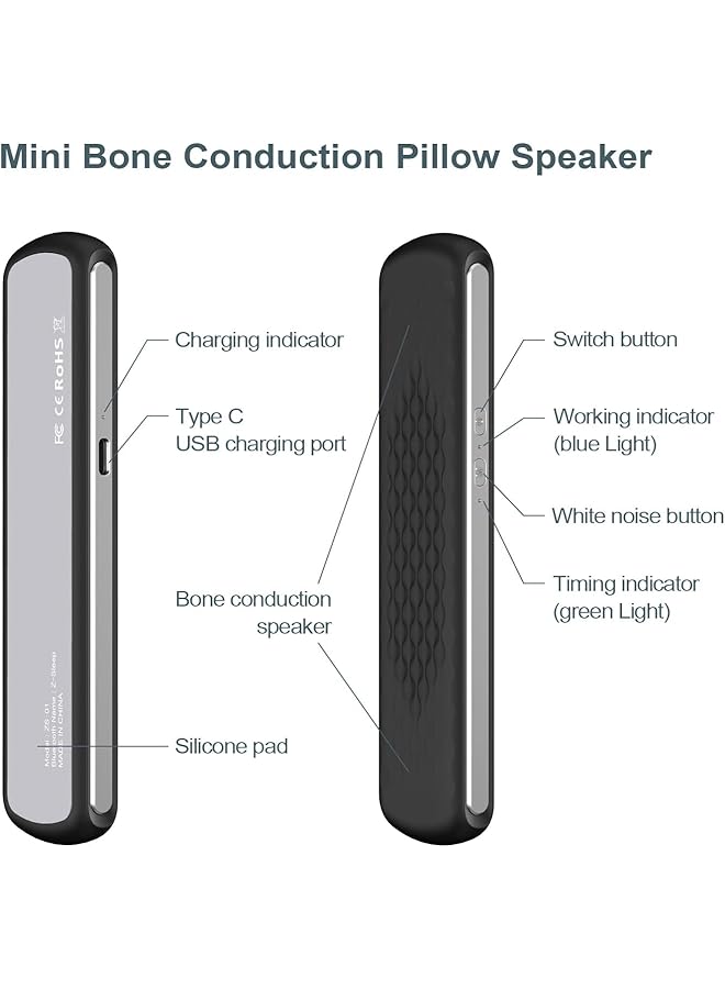 erorex Pillow Speaker Bone Conduction Stereo Mini Portable Bluetooth Sleep Stereo Portable Pillow Speaker Insomnia White Noise Machine For Deep Sleeping Side Sleepers Black  - Image 3