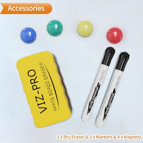 VIZ-PRO Magnetic Whiteboard/Dry Erase Board, 18 X 12 Inches, Includes 1 Eraser & 2 Markers & 4 Magnets - Image 5