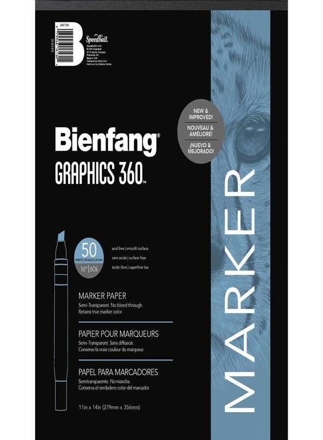 Bienfang Graphics 360 Marker Paper Pad, Non-Bleeding, Semi-Transparent, Artist Drawing Sketchbook, for Layouts 11x14 Inch, 50 Sheets - Image 1