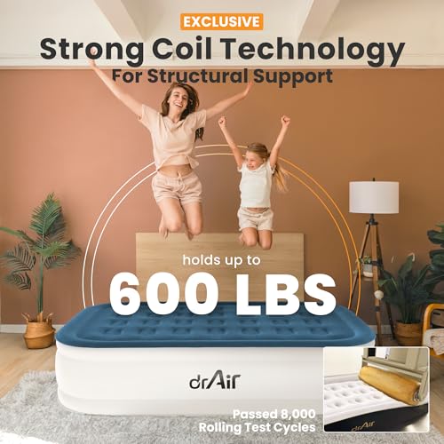 Dr. air Full Air Mattress with Built-in Pump, 18" Raised Blow Up Mattress, 600 lbs Max Honeycomb Air Bed, 48Hr Leak-Proof Test, 3min Inflatable Mattress for Home, Guests, Camping, Colchones inflables - Image 4