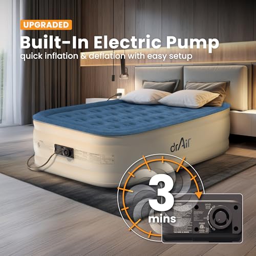 Dr. air Full Air Mattress with Built-in Pump, 18" Raised Blow Up Mattress, 600 lbs Max Honeycomb Air Bed, 48Hr Leak-Proof Test, 3min Inflatable Mattress for Home, Guests, Camping, Colchones inflables - Image 2