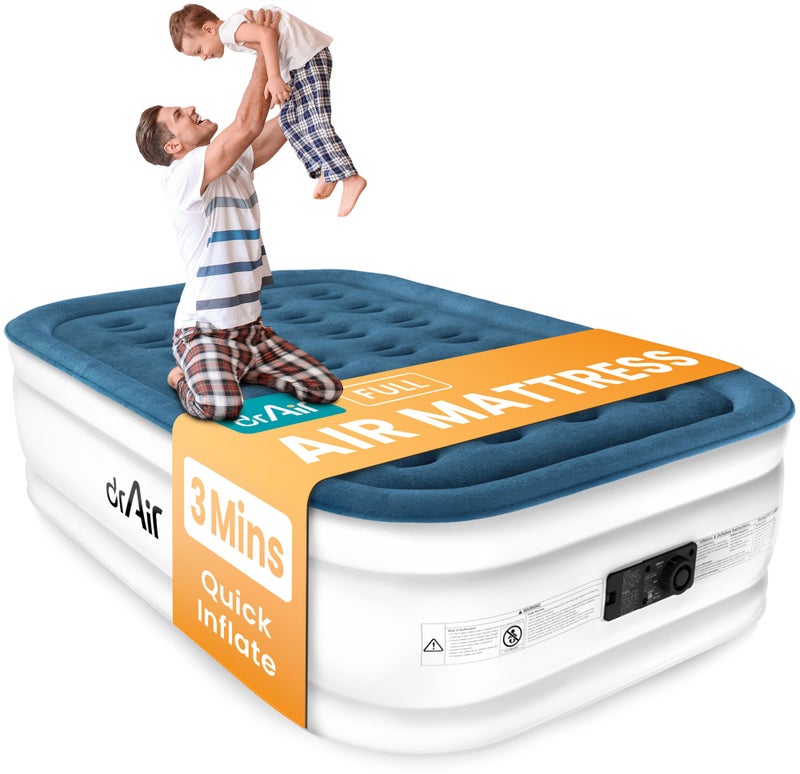 Dr. air Full Air Mattress with Built-in Pump, 18" Raised Blow Up Mattress, 600 lbs Max Honeycomb Air Bed, 48Hr Leak-Proof Test, 3min Inflatable Mattress for Home, Guests, Camping, Colchones inflables - Image 1