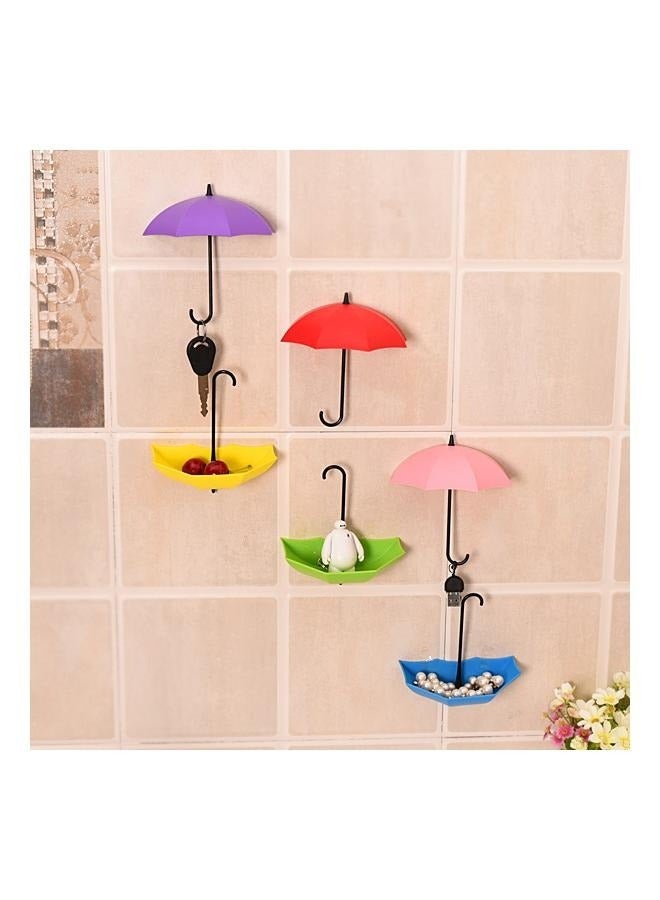 6 Pcs Colorful Umbrella Wall Rack,Creative Key Rack Organizer Hooks with Adhesive,Umbrella Wall Hooks Sticker Key Hanging Holders Decor  - Image 1