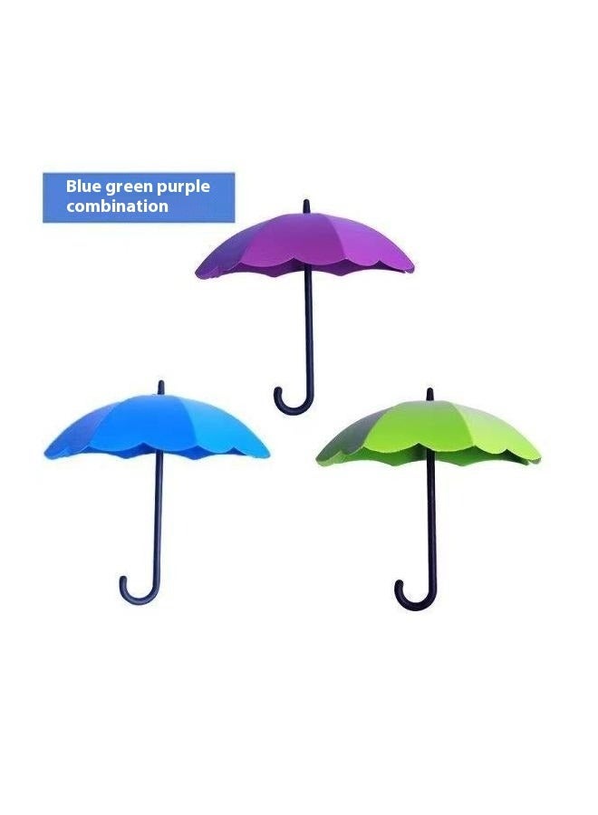 6 Pcs Colorful Umbrella Wall Rack,Creative Key Rack Organizer Hooks with Adhesive,Umbrella Wall Hooks Sticker Key Hanging Holders Decor  - Image 2