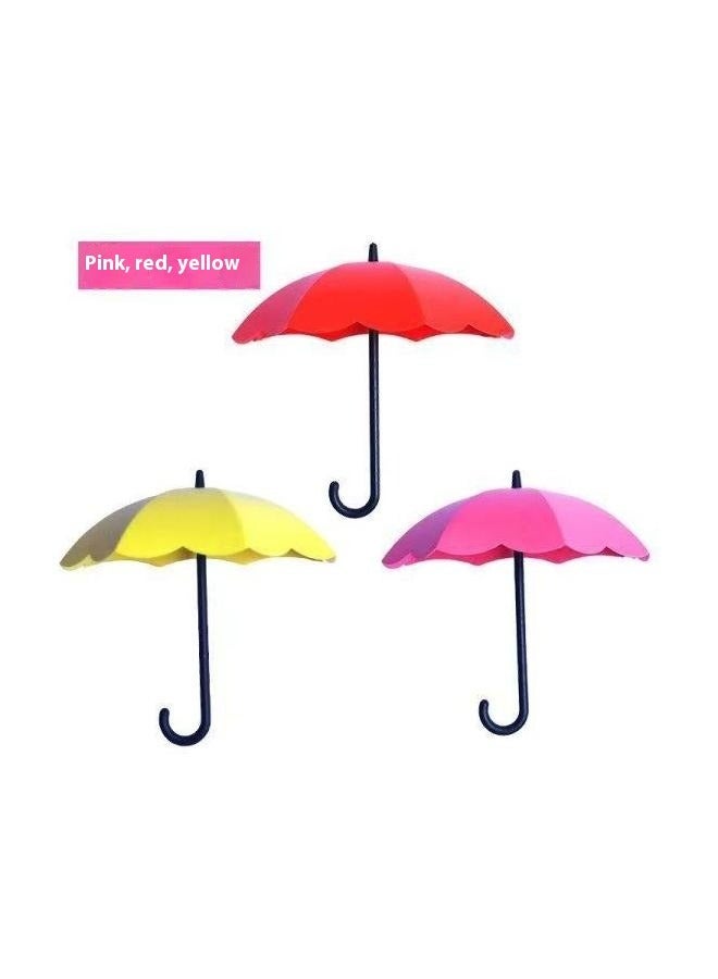 6 Pcs Colorful Umbrella Wall Rack,Creative Key Rack Organizer Hooks with Adhesive,Umbrella Wall Hooks Sticker Key Hanging Holders Decor  - Image 3