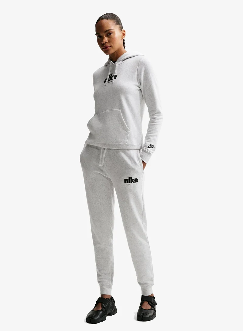 Nike BIRCH HEATHER/HTR/(BLACK) Club Fleece Standard Graphic Pullover Hoodie for Women | Best Price UAE