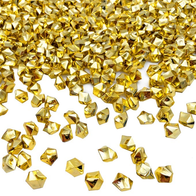 FAKE CRUSHED ICE CUBES VASE FILLERS 11 14 MM 650 PCS GOLDEN REUSABLE FAKE ICE CUBES ARTIFICIAL CUBES FOR WEDDING DECOR
