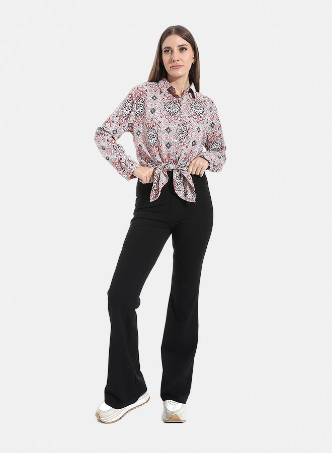 Andora Turned Down Collar Long Sleeves Blouse_White & Blue & Pink - Image 5