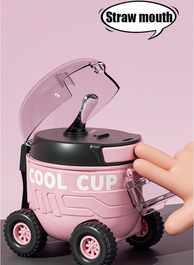 أيكين زجاجة مياه للأطفال على شكل سيارة، 18 أونصة/550 مل مع ماصة سيليكون، كوب شرب مانع للتسرب للمنزل والسفر، تصميم إبداعي لطيف، أبيض - Image 5