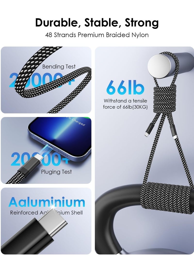 erorex USB C Cable, Magnetic USB C to USB C Cable 60W(3A), Flat Coiled USB C Charger Cable 3.3ft, Nylon Braided Type C Fast Charging Cord Compatible for USB C Device for Pad for Samsung Galaxy, Black  - Image 2