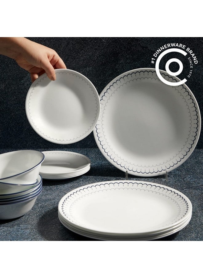 Corelle طقم أدوات مائدة كوريل مكون من 18 قطعة لخدمة 6 أشخاص، أطباق وأوعية دائرية خفيفة الوزن، زجاج فيتريل ثلاثي الطبقات، مقاوم للتشقق، آمن للاستخدام في الميكروويف وغسالة الصحون، كاسبيان - Image 2