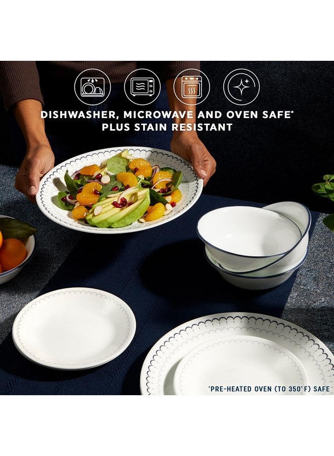 Corelle طقم أدوات مائدة كوريل مكون من 18 قطعة لخدمة 6 أشخاص، أطباق وأوعية دائرية خفيفة الوزن، زجاج فيتريل ثلاثي الطبقات، مقاوم للتشقق، آمن للاستخدام في الميكروويف وغسالة الصحون، كاسبيان - Image 3