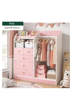 Golden Kids' Armoires & Dressers, Kids Dress Up Storage, Open Hanging Armoire, Baby Dresser, Kids Wardrobe, Toddler Dress Up Rack, Organizer, Clothes Rack for Girls, Closet for Baby Clothes, Bedroom (Pink)  - Image 2