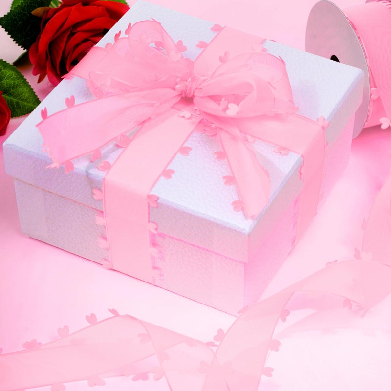 jiebor Valentine Ribbon Heart Wrapping Ribbon for Wedding Gift Wrapping Party Decoration Crafts 1.5 Inch x 20 Yards (Pink) - Image 4
