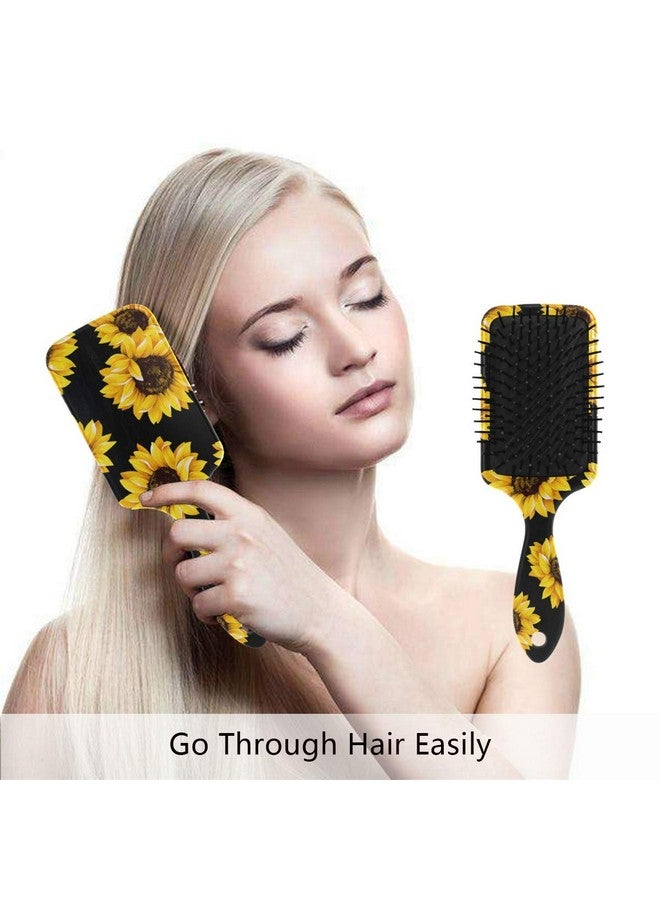 senya Sunflower Black Hair Brush For Wet & Dry Hair Grip Soft Bristles For Anti Static & Frizz Air Cushion Comb For Women Girls - Image 5