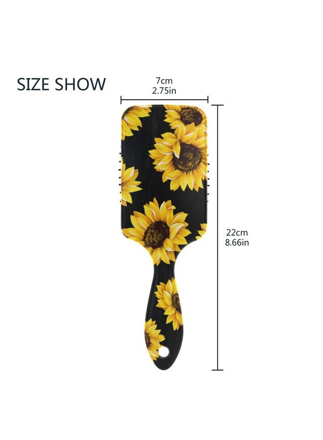 senya Sunflower Black Hair Brush For Wet & Dry Hair Grip Soft Bristles For Anti Static & Frizz Air Cushion Comb For Women Girls - Image 4