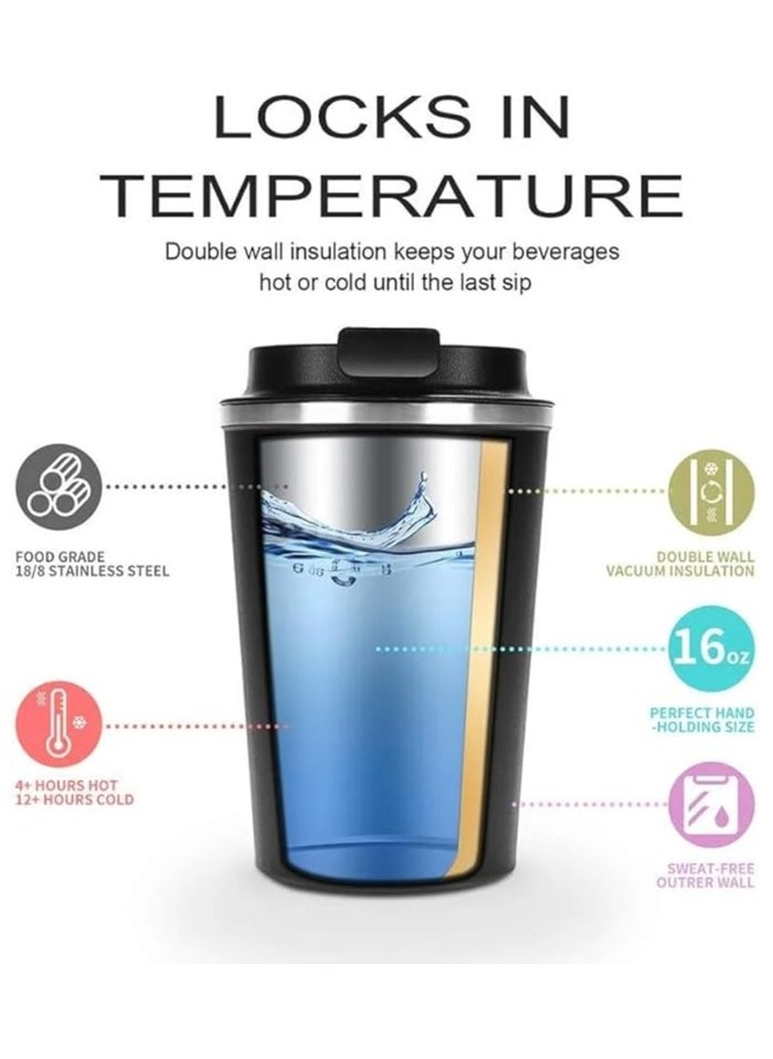 500ml Stainless Steel Vacuum Coffee Mug - Insulated  Travel Cup for Hot & Cold Drinks, Reusable Home Office Accessories bottle (Eco-Friendly Green)