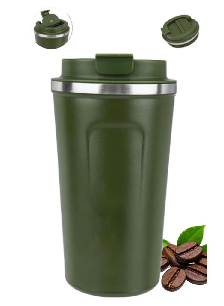 500ml Stainless Steel Vacuum Coffee Mug - Insulated  Travel Cup for Hot & Cold Drinks, Reusable Home Office Accessories bottle (Eco-Friendly Green)
