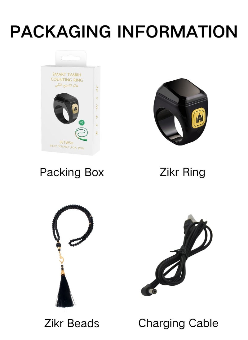 Beauenty - Smart Tasbih Zikr Ring, Prayer Tasbeeh Counter, Muslim Prayer Time Reminder, OLED Display, Wireless Bluetooth Connection App, Waterproof Wearable Device, Including Beads Tasbih, 20mm, Green - Image 1