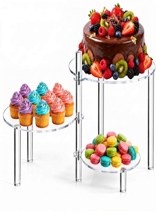 Mifoci 3 Tier Round Cupcake Stand 360° Rotatable Acrylic Cupcake Tower Clear Tiered Dessert Display Holder Serving Tray Platters for Birthday Party Wedding Baby Shower Tea Party Graduation Home Decor - Image 1