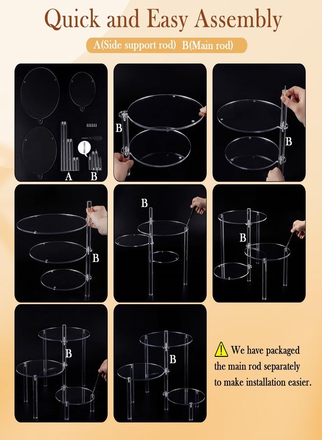 Mifoci 3 Tier Round Cupcake Stand 360° Rotatable Acrylic Cupcake Tower Clear Tiered Dessert Display Holder Serving Tray Platters for Birthday Party Wedding Baby Shower Tea Party Graduation Home Decor - Image 4